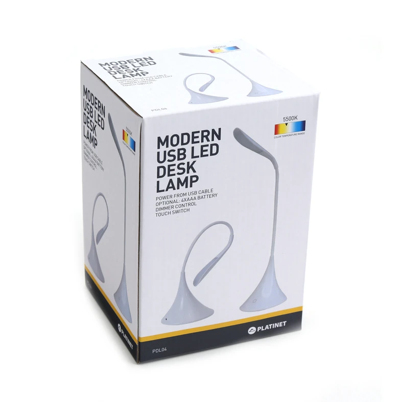 Stolná lampa LED PDL04W USB biela