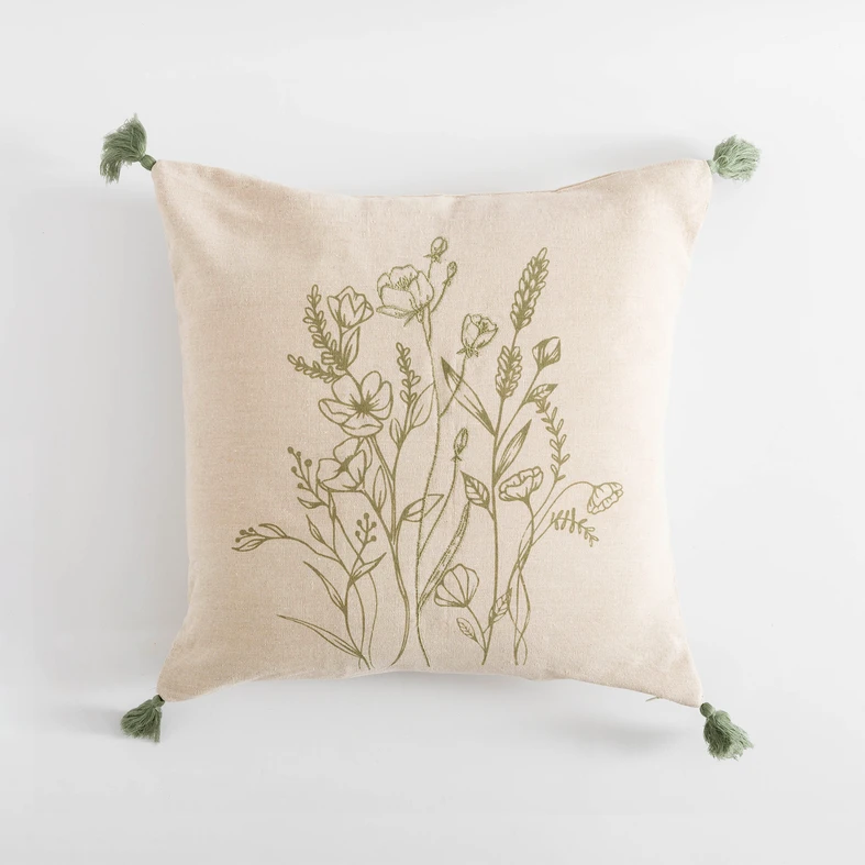 Dekoračná obliečka so strapcami zelená FLORIA 45x45 cm