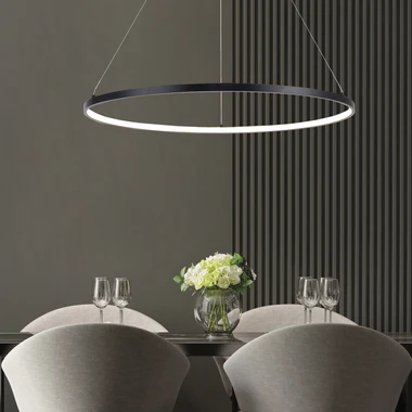 Kruhové závesné LED svietidlo čierne 60 cm HORIK