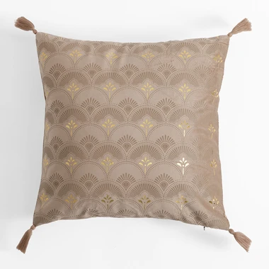 Velúrová obliečka na vankúš v béžovej farbe CASSIA 45x45 cm