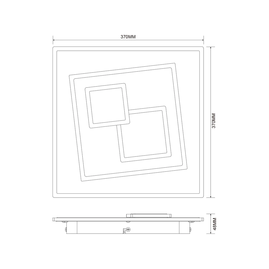 Plafon kwadratowy LED 40W czarny DUNK 37 cm z pilotem - wymiana.