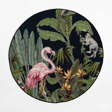 Koberec s plameniakom JUNGLE, okrúhly, 135 cm