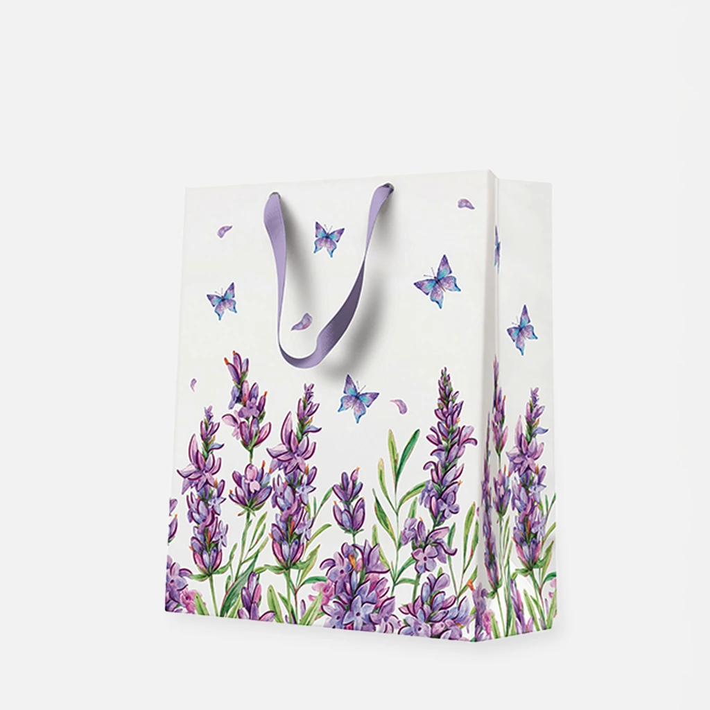Torba na prezent w motylki i lawendę