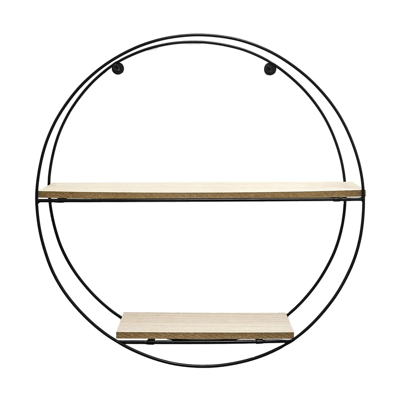 Čierna kovová kruhová polica 40 cm