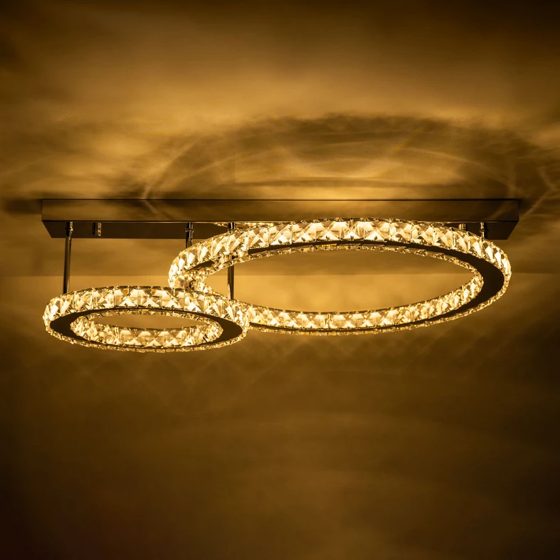 Stropné LED svietidlo GIRONA 2 krúžky chróm