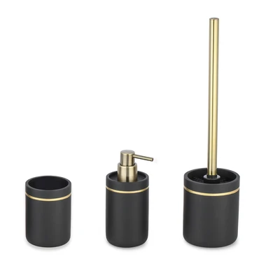 Čierny kúpeľňový hrnček so zlatým dekorom 10,1 cm