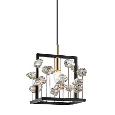 Závesná lampa s kryštálmi čierno-zlatá CAROLINE