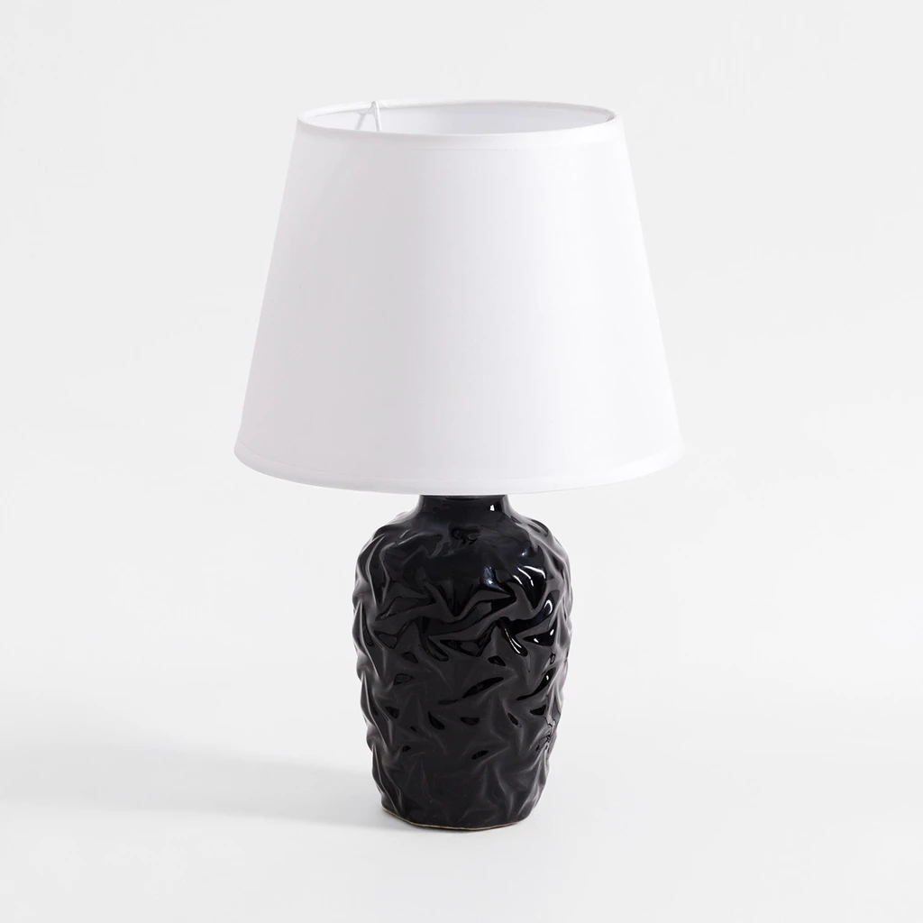 Stolná lampa s tienidlom čierno-biela 31,5 cm