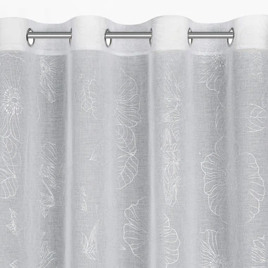 Záclona s priechodkami bielo-strieborná SAGI 140x250 cm