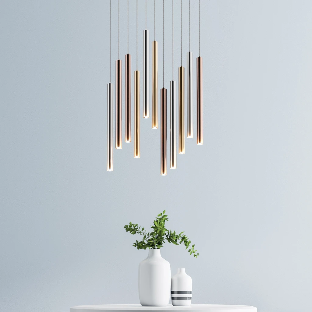 LED luster na lanku strieborno-zlatý LOYA P0461-11A-B5SC