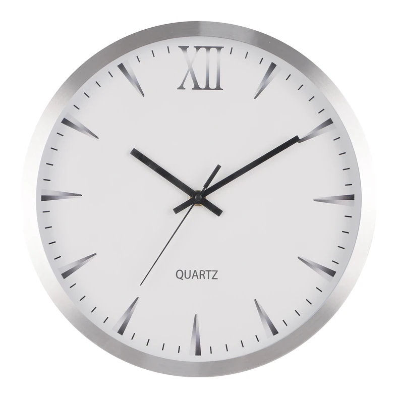 Strieborné nástenné hodiny 30,5 cm