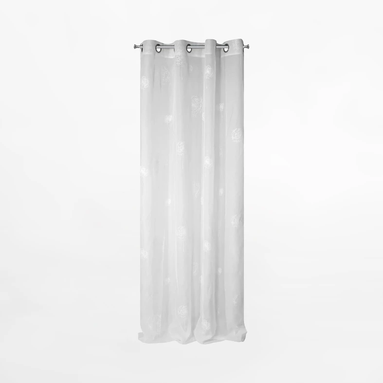 Biała firana na przelotkach z motywem dmuchawców