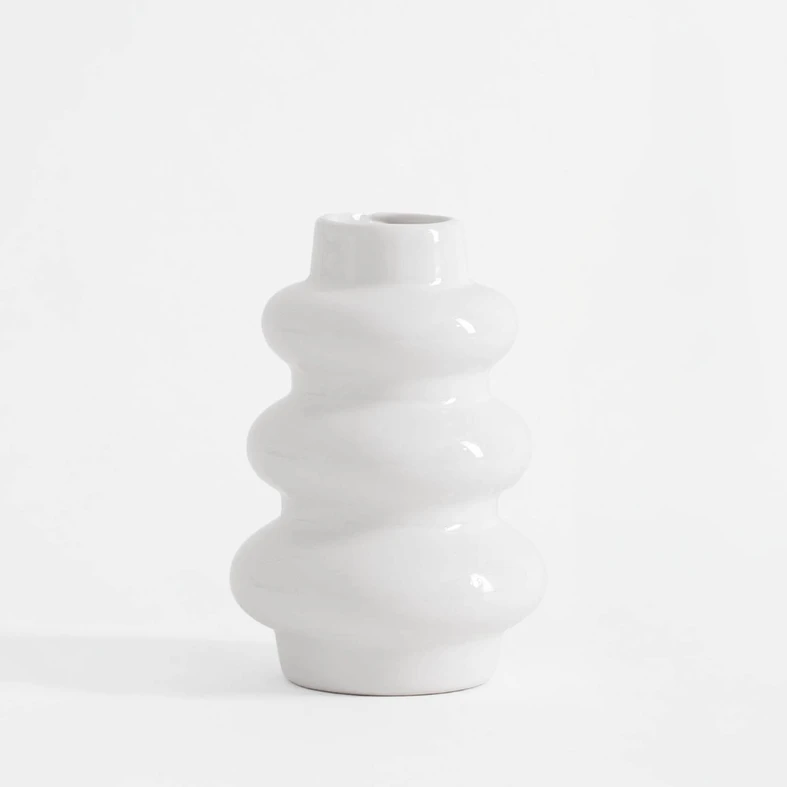 Váza snehuliak v bielej farbe 12 cm