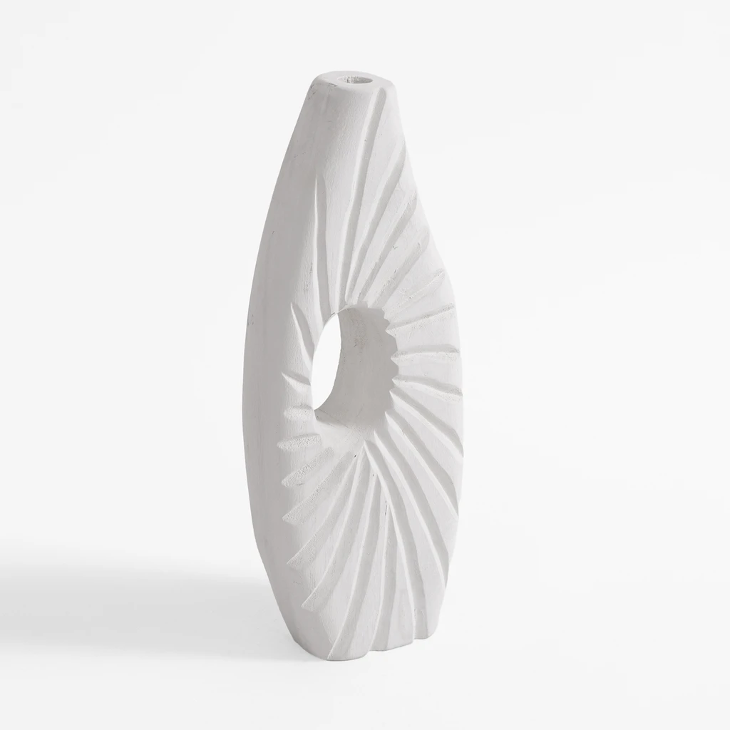 Wazon żłobiony biały 35 cm