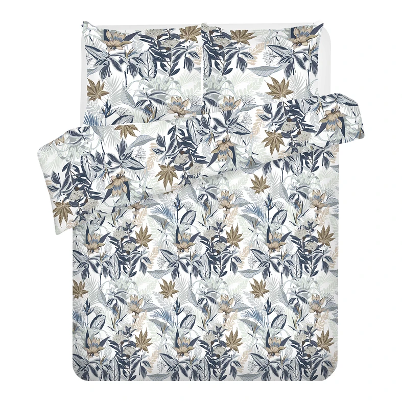 Súprava posteľnej bielizne z bavlneného saténu LEA BOTANIC 160 x 200 cm