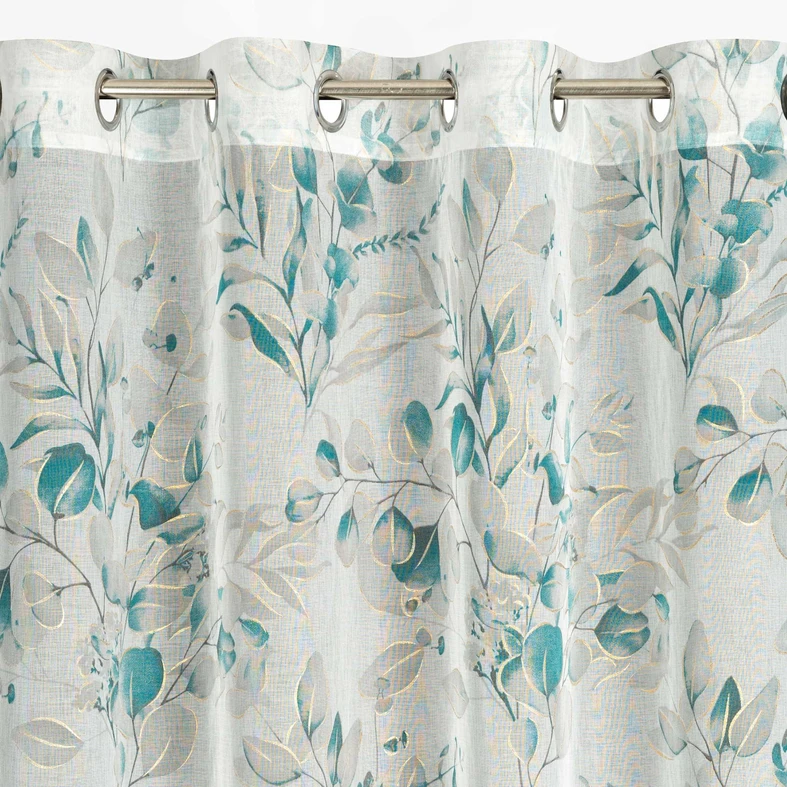 Záves na kolieskach bielo-tyrkysová AVA 140x250 cm