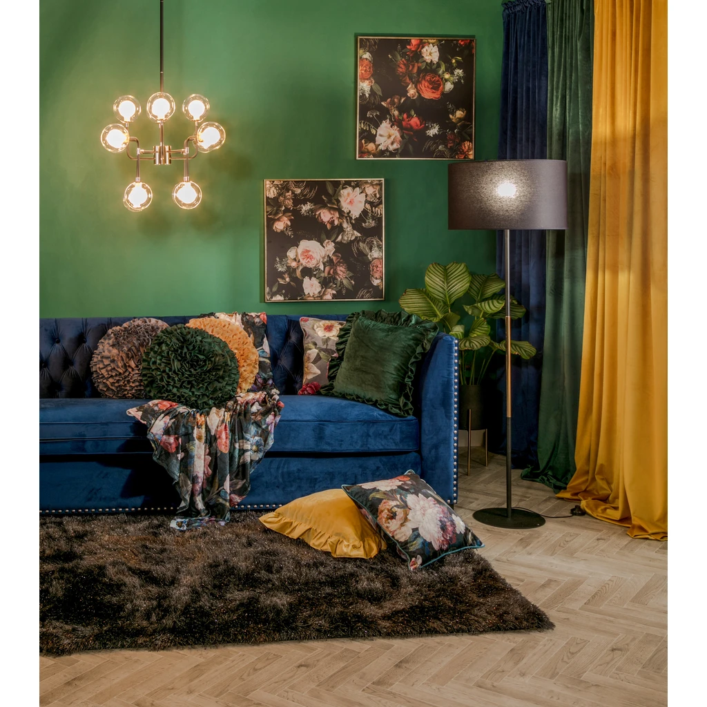 Čierno-zlatý luster RIANO 70 cm s priehľadným tienidlom