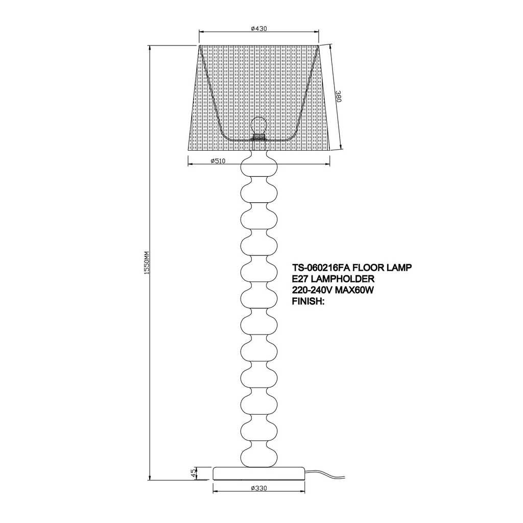 Dekoratívne stojace svietidlo s bielym tienidlom DECO