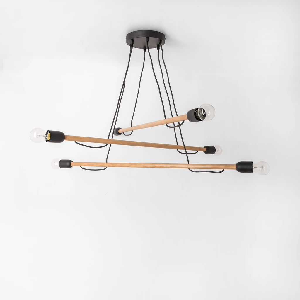 Závesné svietidlo HELIX 6 WOOD zo svetlého dreva