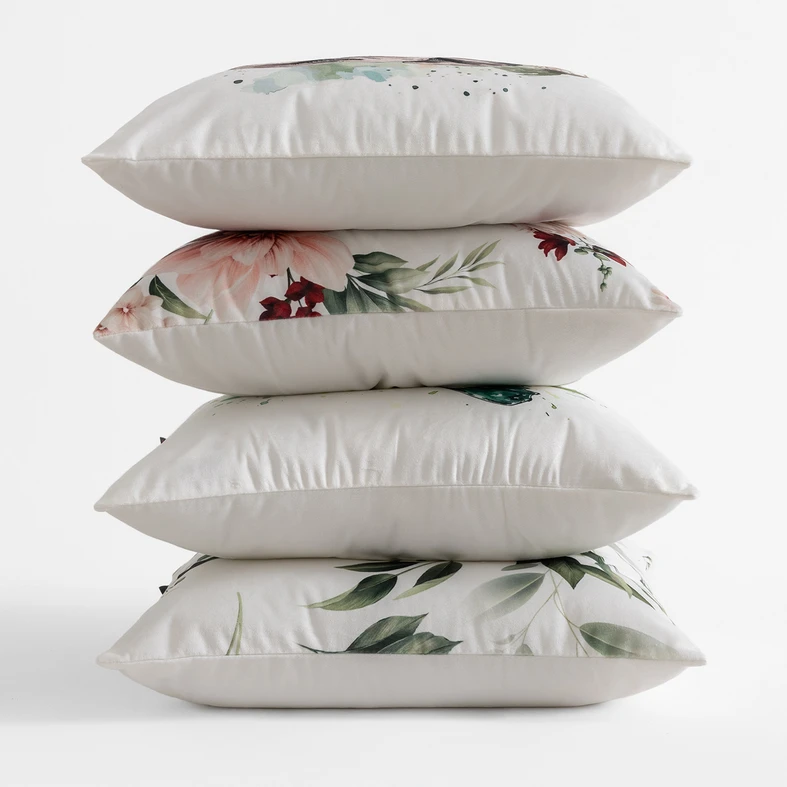 Welurowe białe poszewka w przyrodnicze wzory