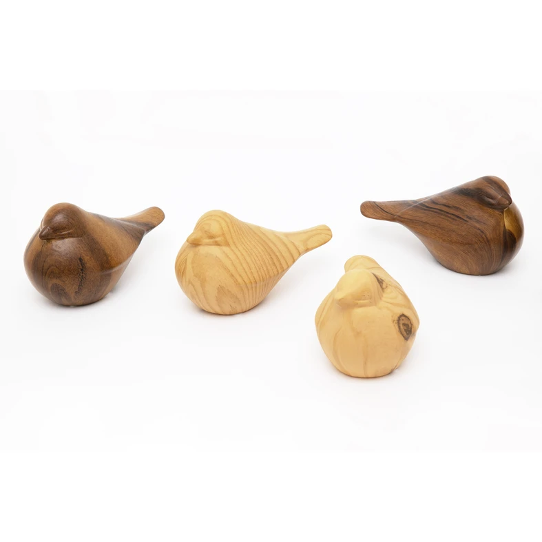 Keramická figúrka vtáčik s dreveným efektom 9 cm