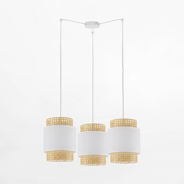 Ratanové závesné svietidlo v bielej farbe BOHO