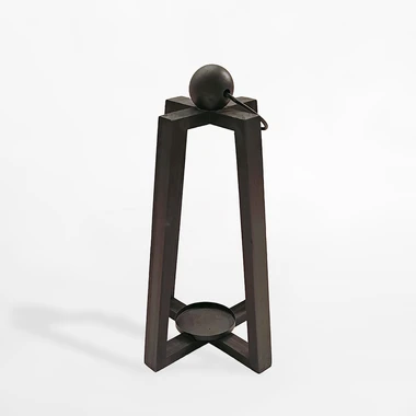 Drevený lampión v čiernej farbe 34 cm