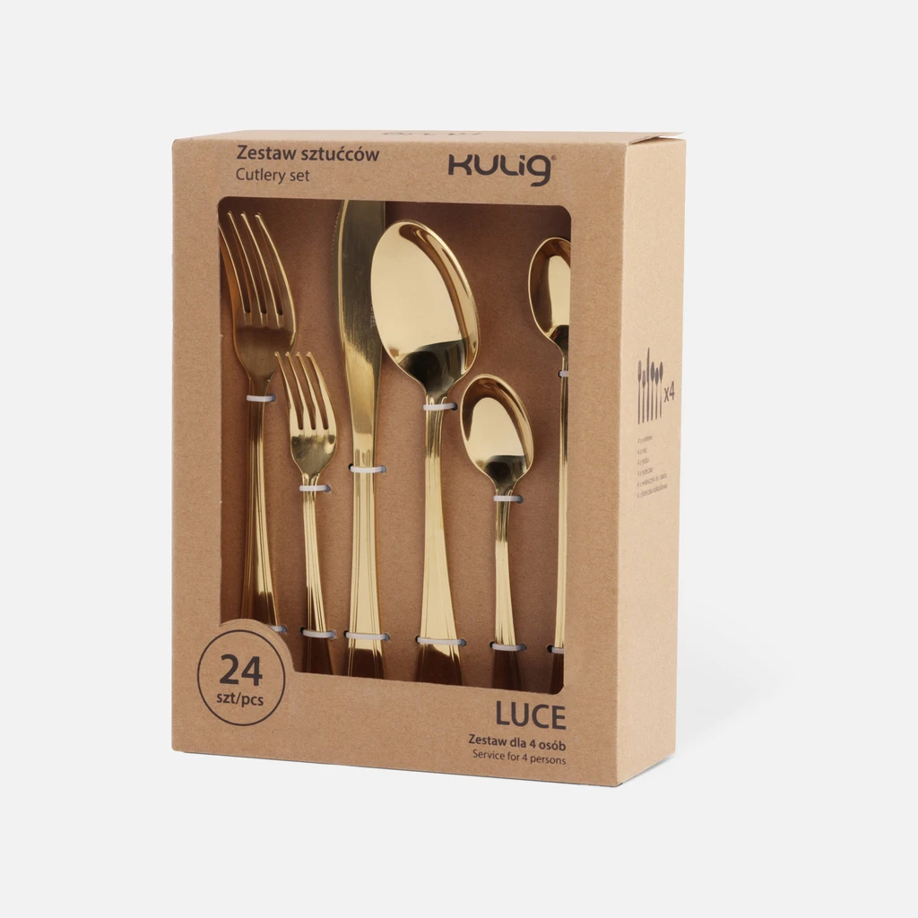 Súprava zlatých príborov LUCE, 24-dielna