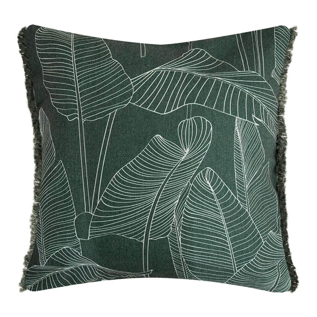 Ozdobná obliečka na vankúš so vzorom listov zelená SESIL 45x45 cm