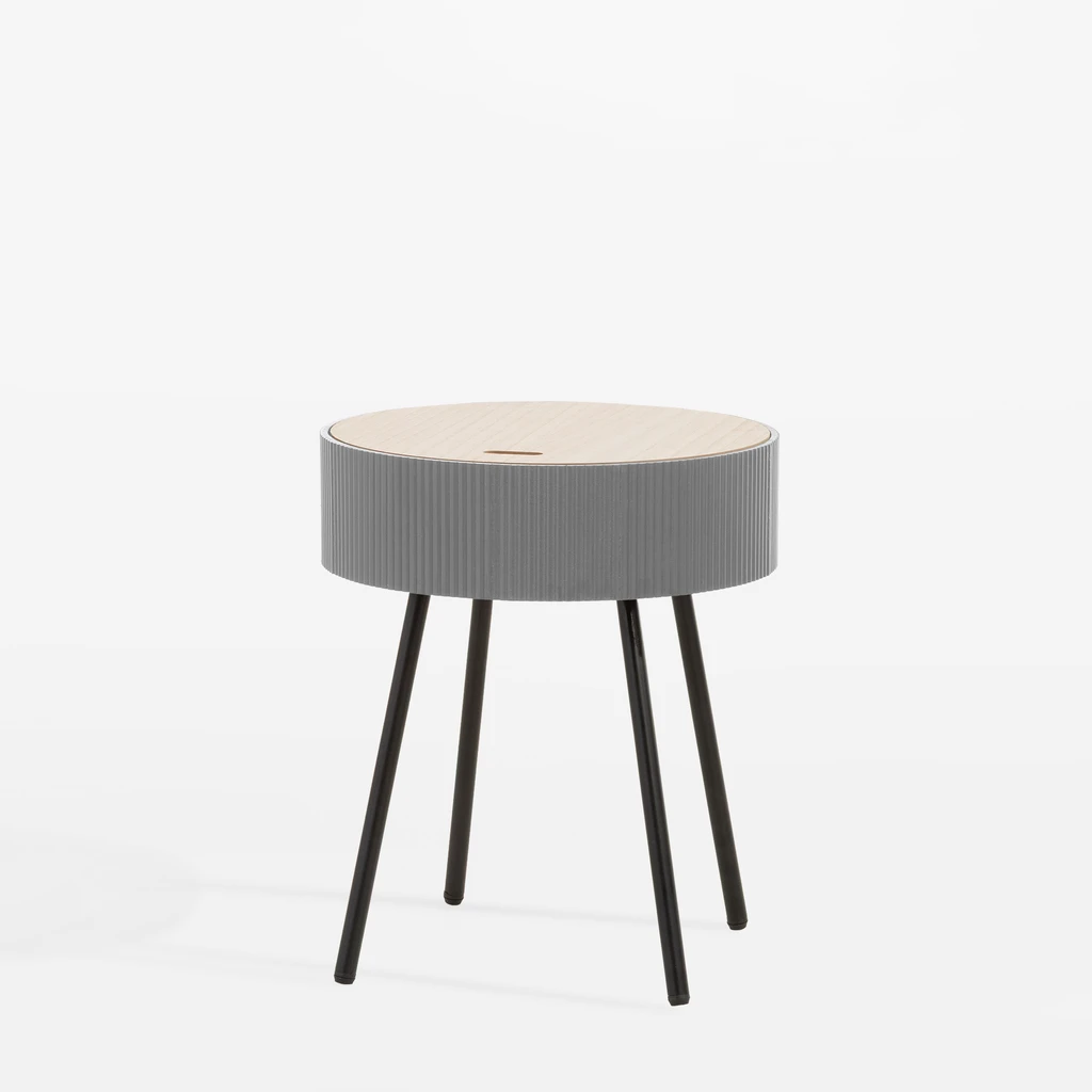 Okrúhly konferenčný stolík sivý 40,5x47,5 cm