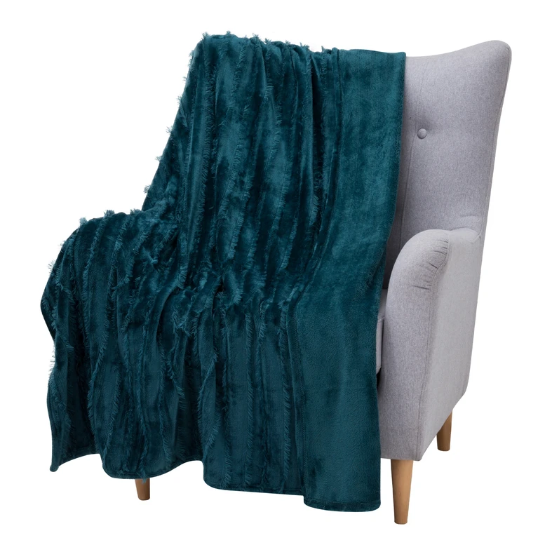 Tyrkysová deka so strapcami ASHA 130x160 cm