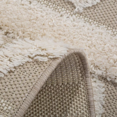 Koberec s geometrickým vzorom MULAN, béžovo-krémový, 80x150 cm