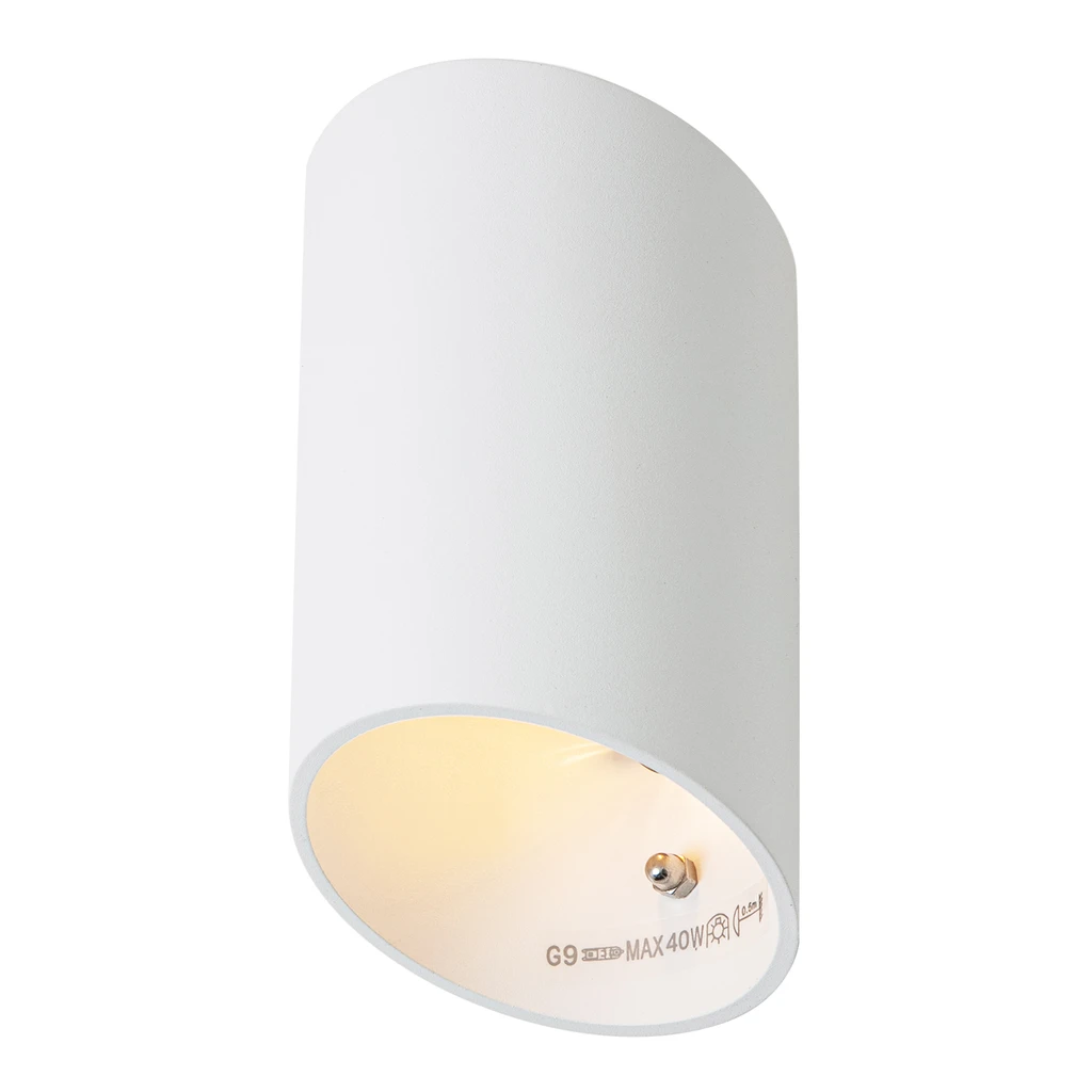 Biele nástenné svietidlo v tvare valca SLICE WL