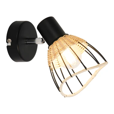 Čierne ratanové nástenné svietidlo GENT