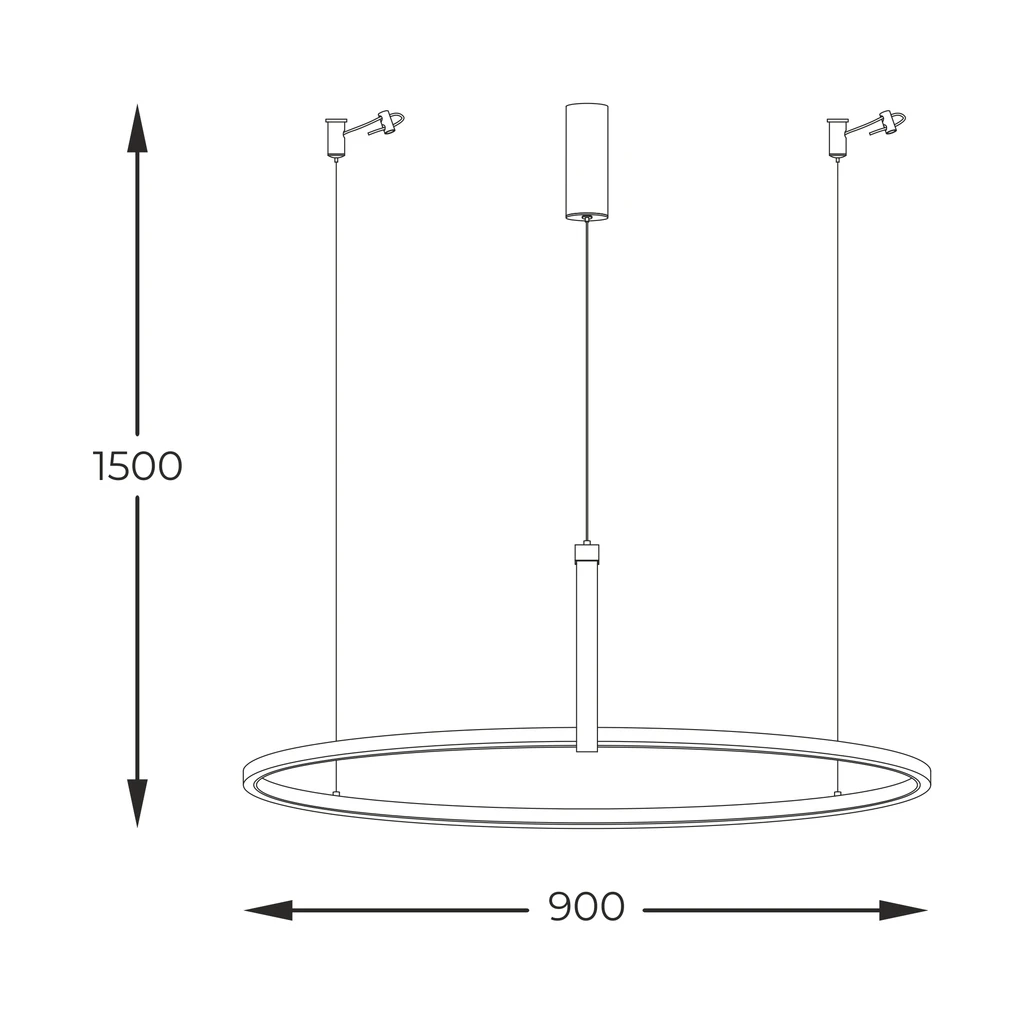 CLAUD ma średnicę 90 cm, składa się z metalowego pierścienia w czarnym kolorze z dodatkowym elementem ozdobnym w dekorze jasnego drewna.
