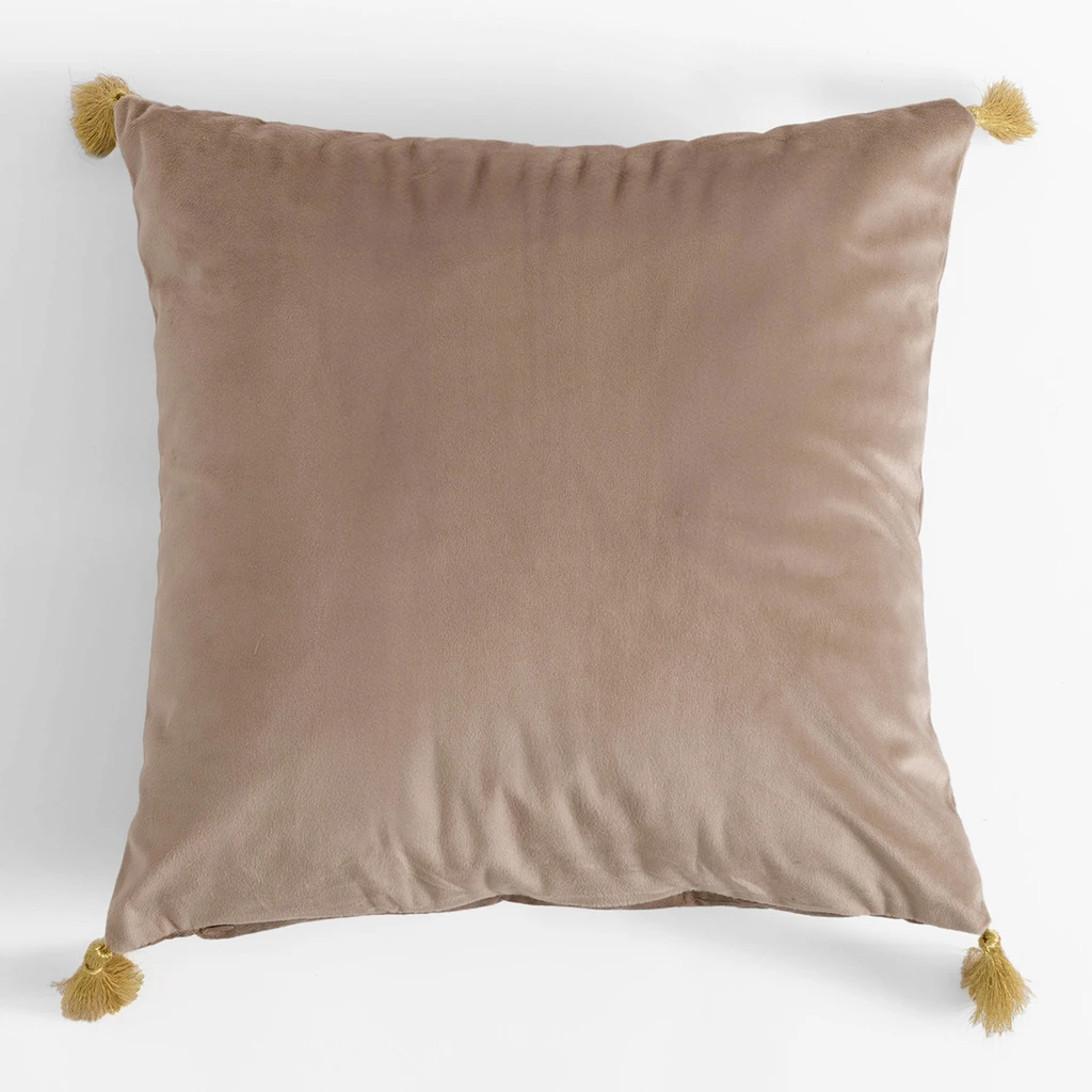 Ciemnobeżowa welurowa poszewka z motywem palmy