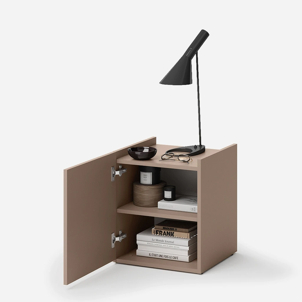 Minimalistyczna szafka nocna w kolorze truflowym