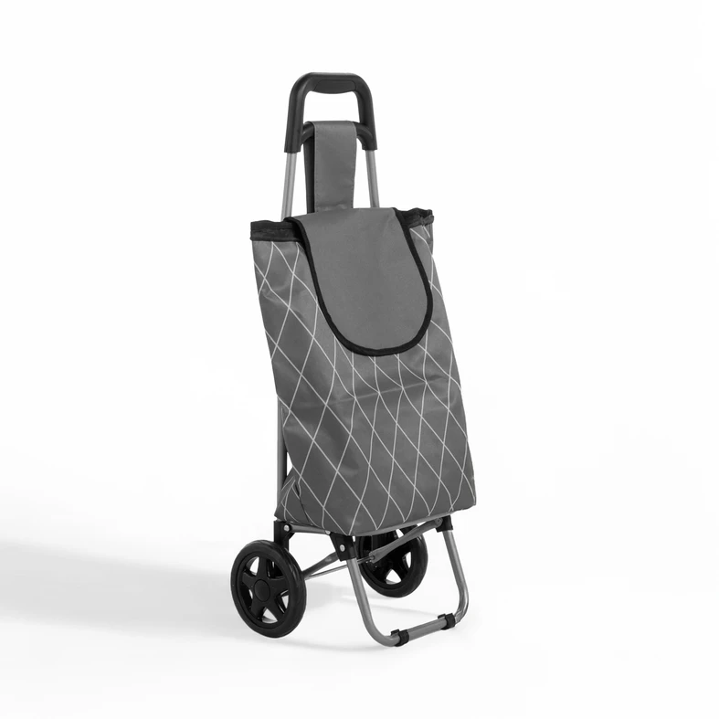 Szary wózek na zakupy z uchwytem