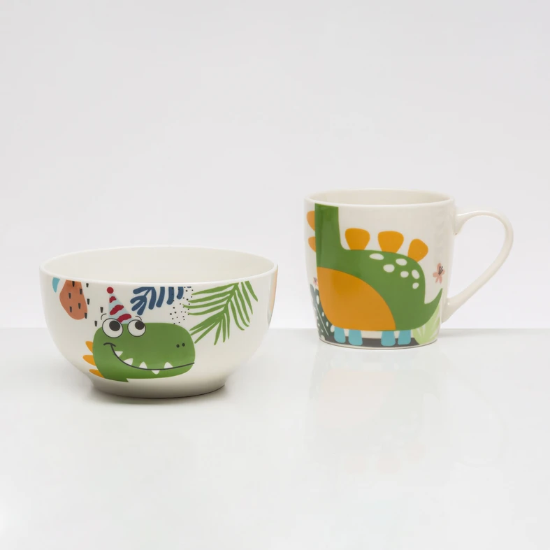 Detská porcelánová raňajková súprava DINO
