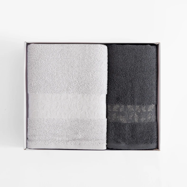 Súprava 2 uterákov strieborná/oceľová BLINK