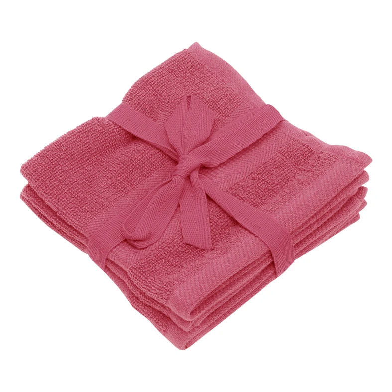 Sada 3 ružových bavlnených uterákov 30x30 cm