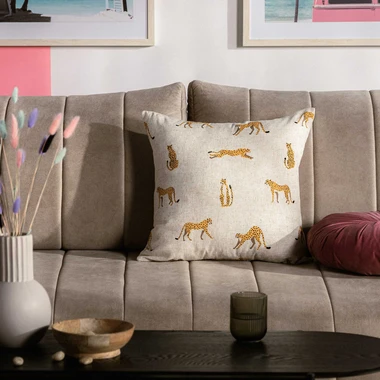 Béžový dekoračná obliečka na vankúš s gepardom SUMMY 45x45 cm