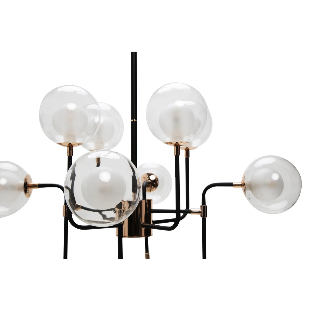 Čierno-zlatý luster RIANO 70 cm s priehľadným tienidlom