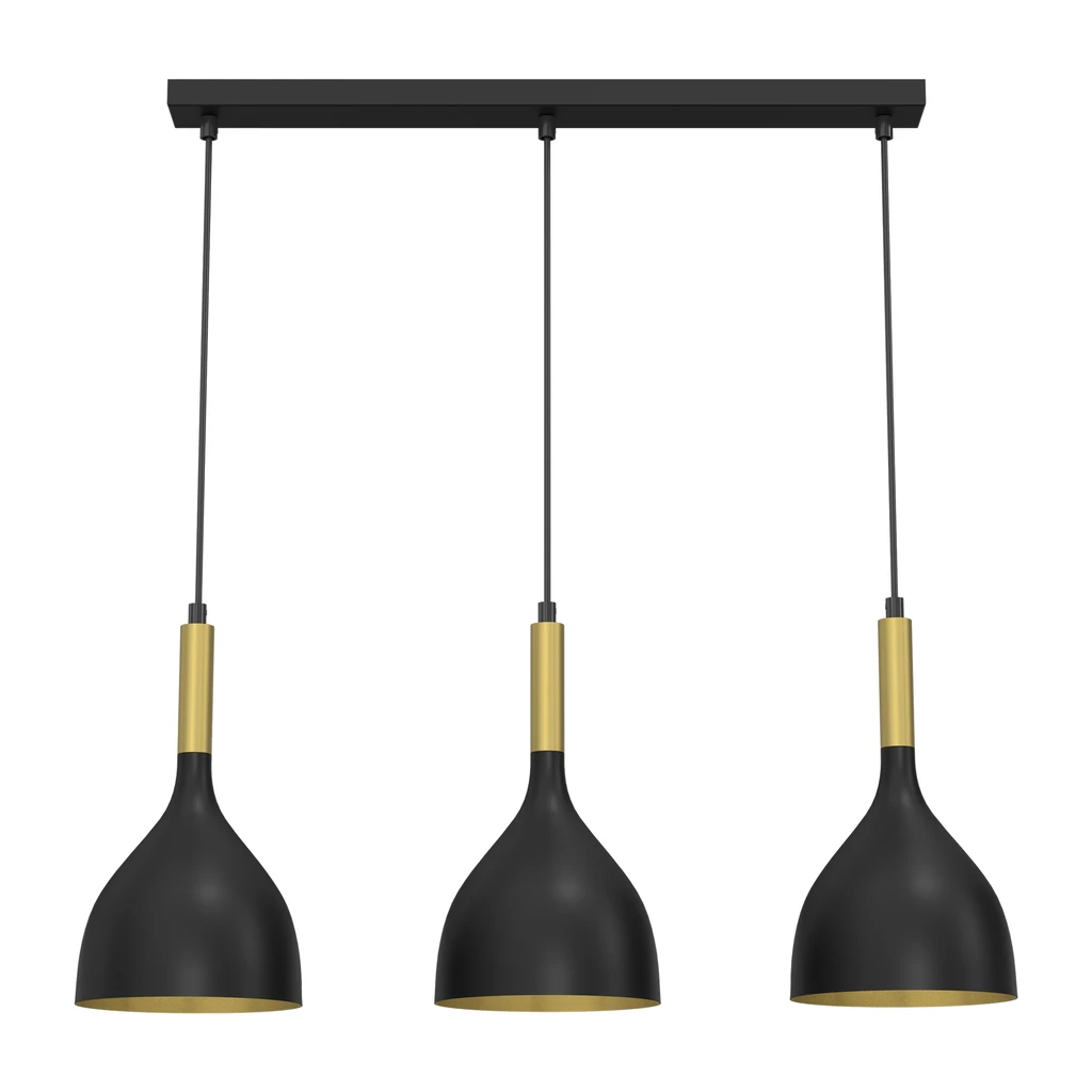 Čierno-zlaté závesné svietidlo NOAK III, 3xE27