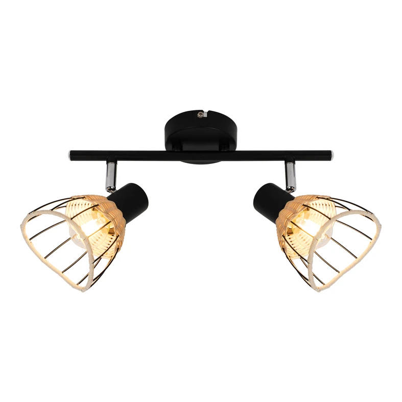 Čierne ratanové 2-bodové svietidlo GENT