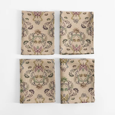 Súprava 4 obrúskov GRACE s kvetinovým vzorom 30x40 cm