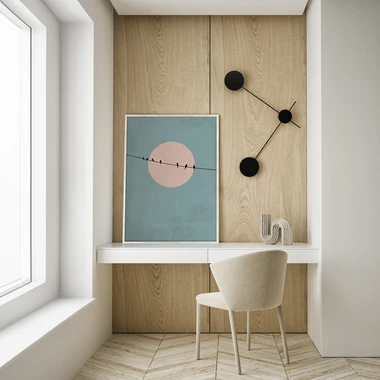 Maľba v hnedom ráme MOON BIRDS 70x100 cm