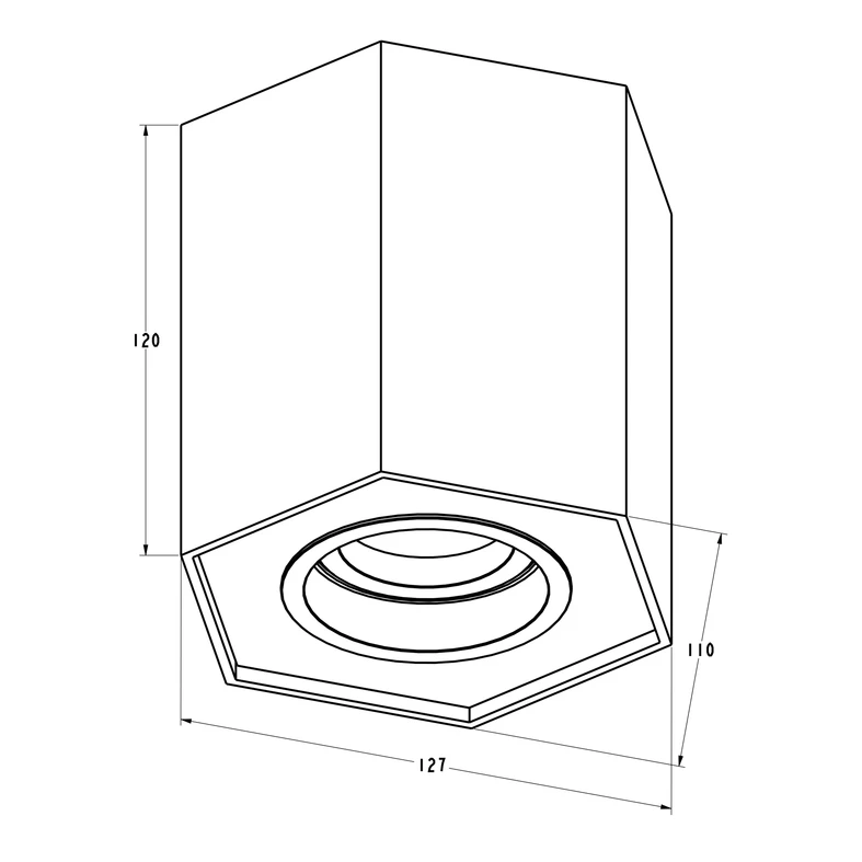 Zapustené bodové svietidlo s geometrickým tvarom, hliníková farba POLYGON CL R