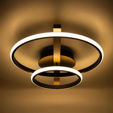 Stropné LED svietidlo ALMERIA 2 krúžky svetlo drevo čierne