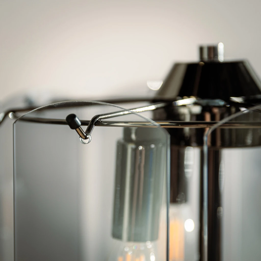 Stojacia lampa z dymového skla čierna NIRA